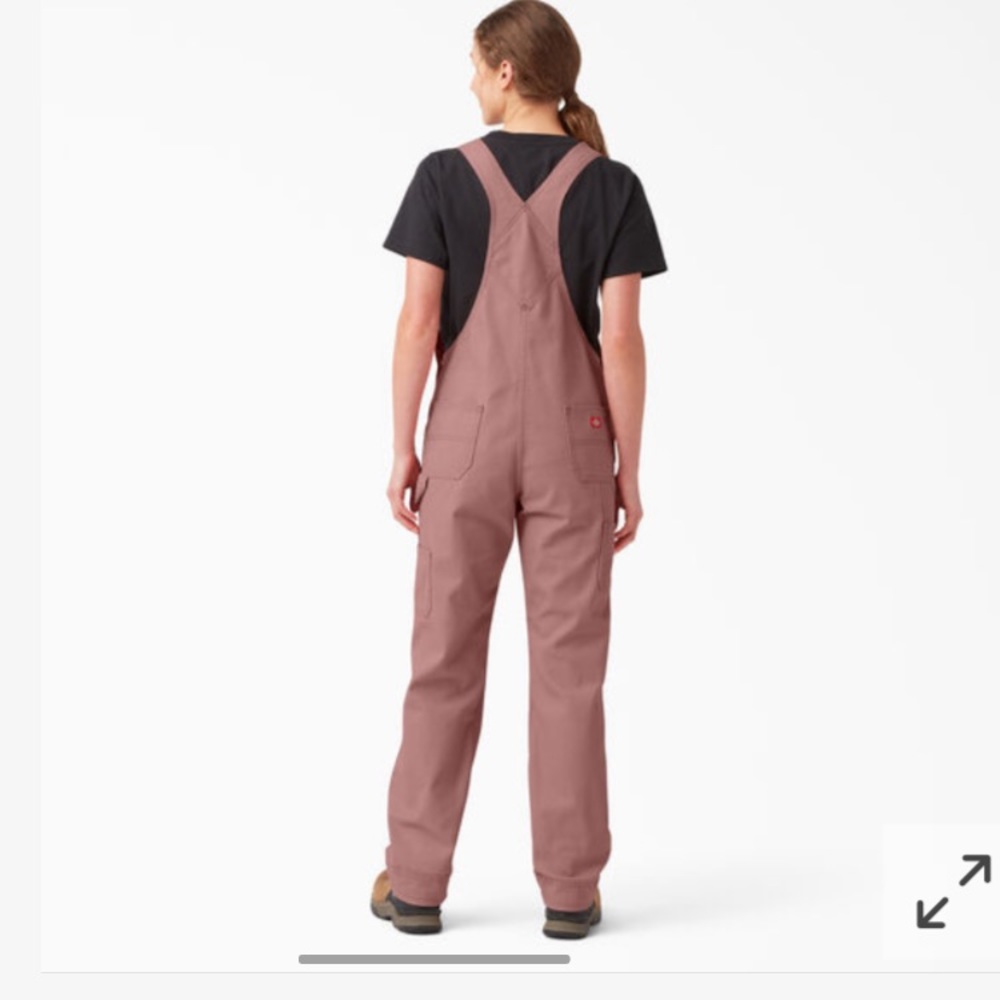 Dickies Women's Relaxed Fit Bib Overalls, Rinsed Ash Rose